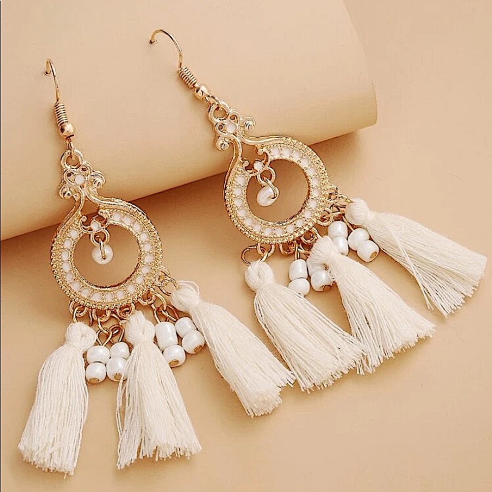 2 FOR $20 White Tassel Drop Earring